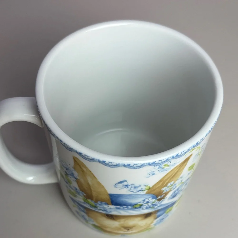 Giant Xl Floral Easter Bluebell Bunny XL Mug with Blue Hat Double Side Design